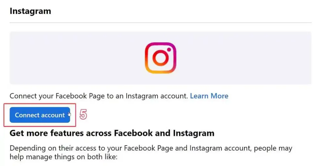 Connect Instagram Business Account in Facebook Page function