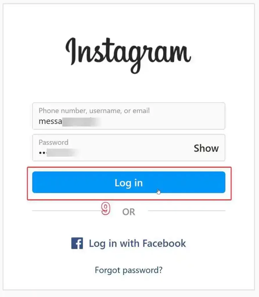 Log in to Instagram Business account