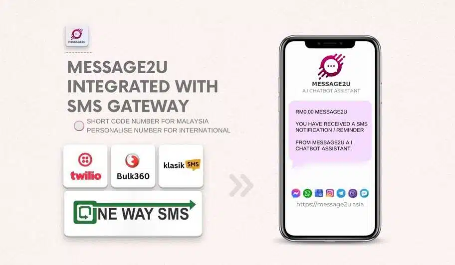 A.I Chatbot Assistant Integrated with SMS Gateway Message2u chatbot with auto-reply capabilities, powered by OpenAI ChatGPT and integrated with Google Gemini for advanced AI chats.