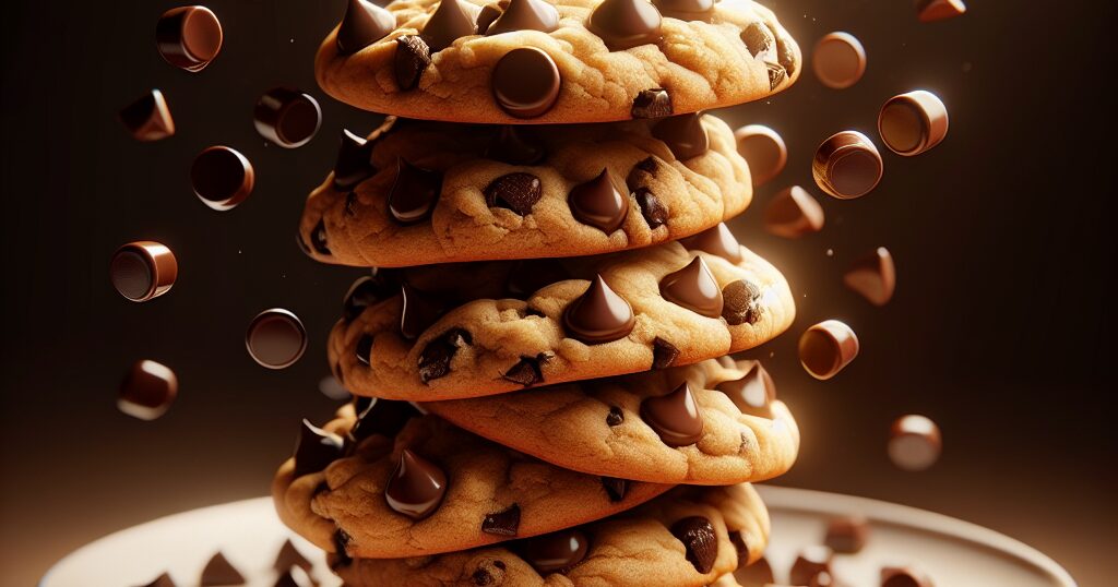A stack of delicious chocolate chip cookies
