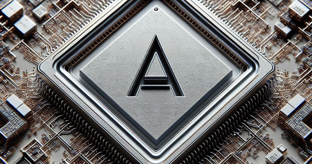 A computer chip with the letter 'A' on top of it