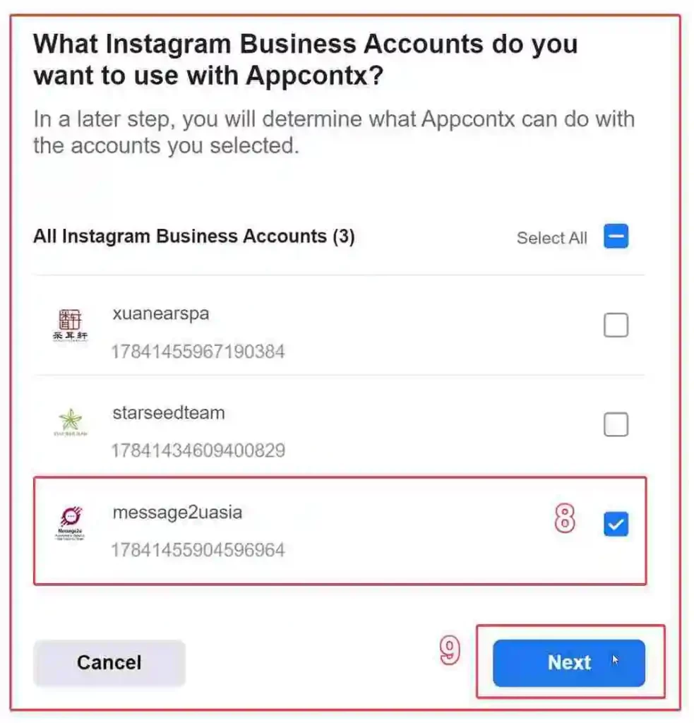 Select Instagram Account